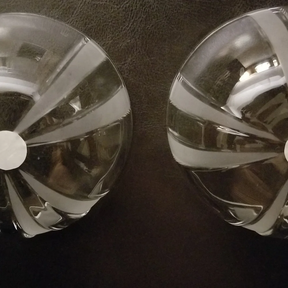 2 mouth blown hand cut and polished bowls